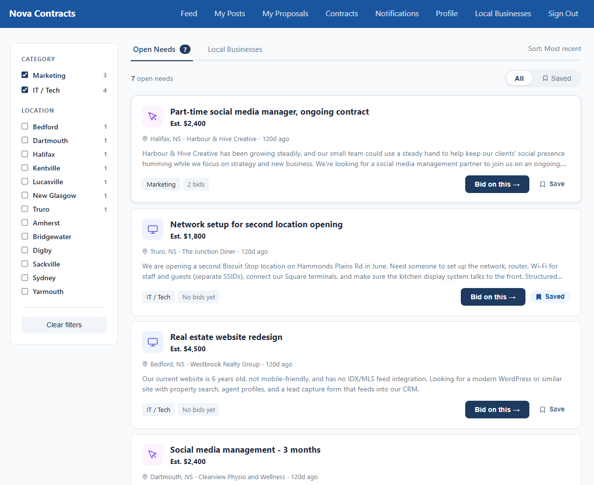Opportunities feed screenshot